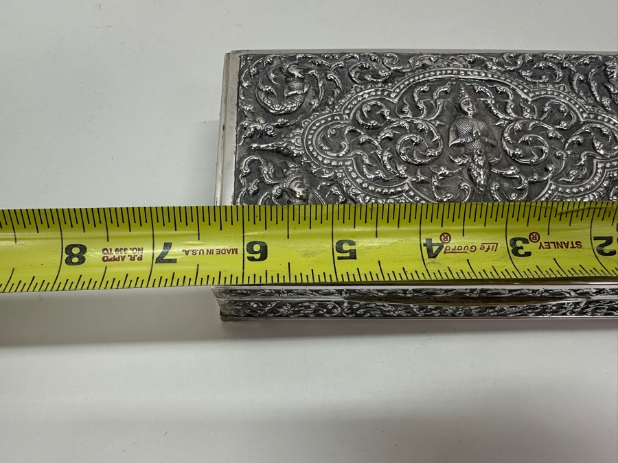Stunning Vintage Repousse Sterling Silver Box From Thailand Made In Siam Presented To Hsuan Owyang May 1967 6.25W X 3.5D X 2H 385g [Photo 14]