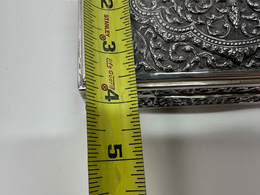 Stunning Vintage Repousse Sterling Silver Box From Thailand Made In Siam Presented To Hsuan Owyang May 1967 6.25W X 3.5D X 2H 385g [Photo 15]