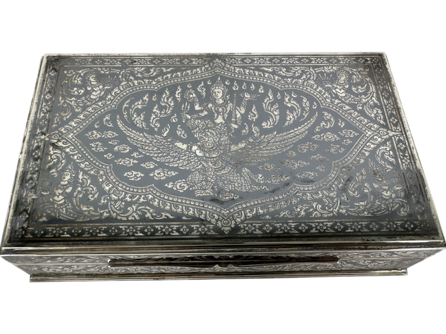 Vintage Sterling Silver Box From Thailand SYKH 8W X 4.5D X 2H 645g [Photo 1]