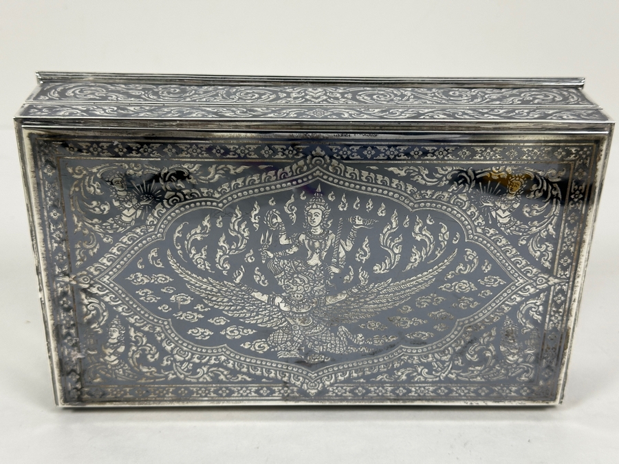 Vintage Sterling Silver Box From Thailand SYKH 8W X 4.5D X 2H 645g [Photo 14]