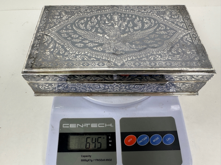 Vintage Sterling Silver Box From Thailand SYKH 8W X 4.5D X 2H 645g [Photo 19]
