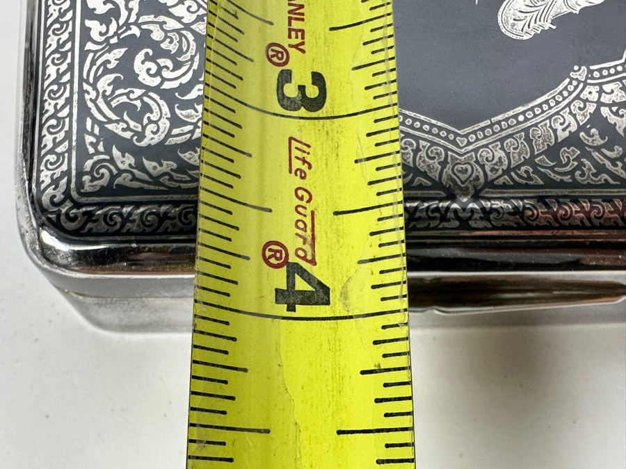 Vintage Sterling Silver Box From Thailand Thainakon 4.5W X 3.5D X 1.5H 279g [Photo 12]