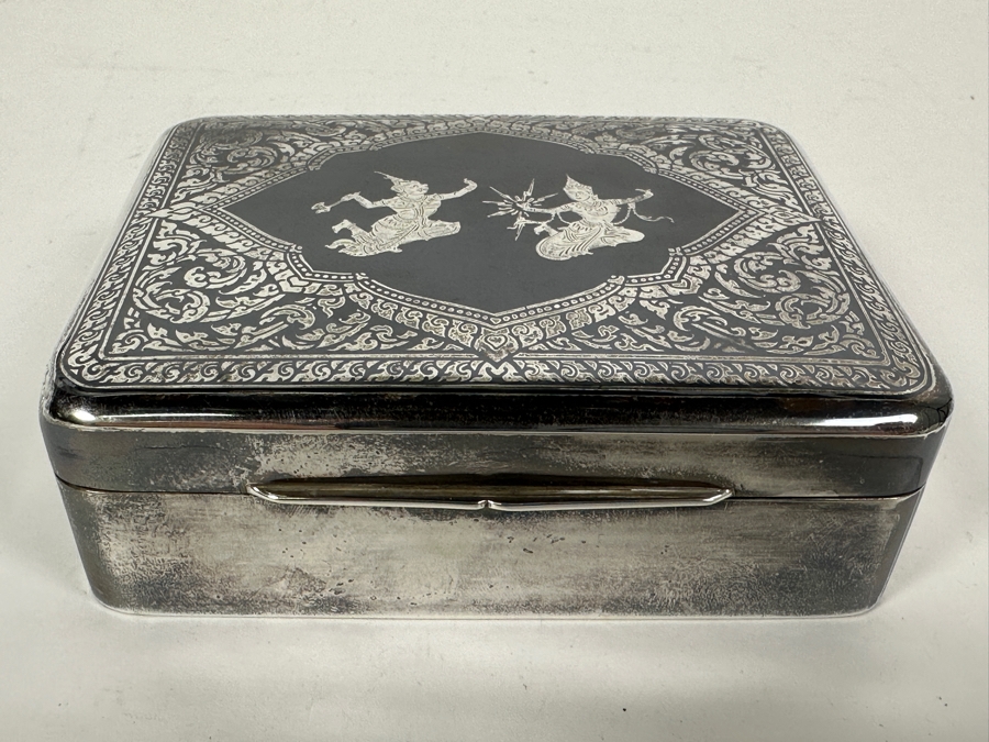 Vintage Sterling Silver Box From Thailand Thainakon 4.5W X 3.5D X 1.5H 279g [Photo 3]