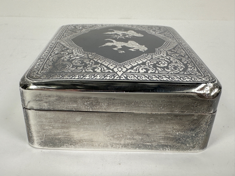 Vintage Sterling Silver Box From Thailand Thainakon 4.5W X 3.5D X 1.5H 279g [Photo 5]