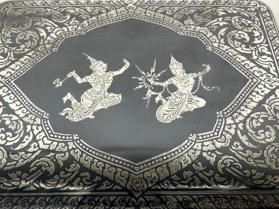 Vintage Sterling Silver Box From Thailand Thainakon 4.5W X 3.5D X 1.5H 279g [Photo 4]