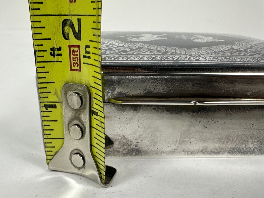Vintage Sterling Silver Box From Thailand Thainakon 4.5W X 3.5D X 1.5H 279g [Photo 13]