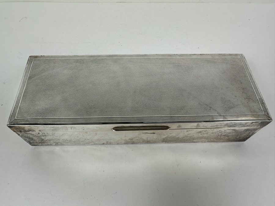 English Hallmarked Sterling Silver Box S.J.F. 9.5W X 3.5D X 2H 768g [Photo 2]