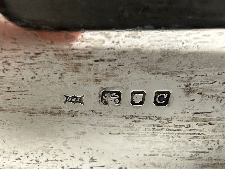 English Hallmarked Sterling Silver Box S.J.F. 9.5W X 3.5D X 2H 768g [Photo 8]