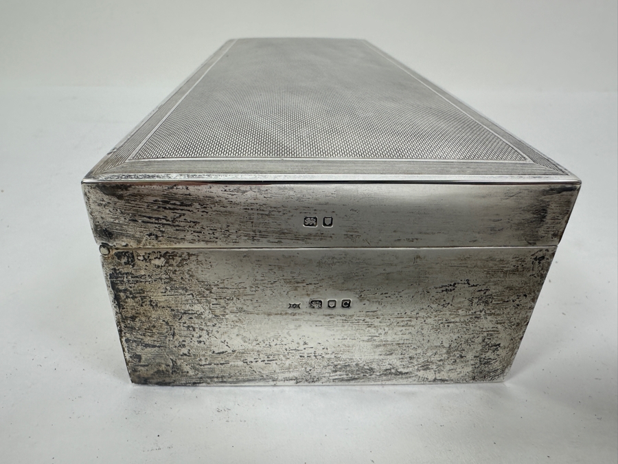 English Hallmarked Sterling Silver Box S.J.F. 9.5W X 3.5D X 2H 768g [Photo 5]