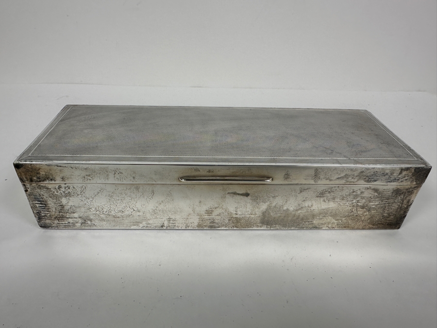 English Hallmarked Sterling Silver Box S.J.F. 9.5W X 3.5D X 2H 768g [Photo 4]