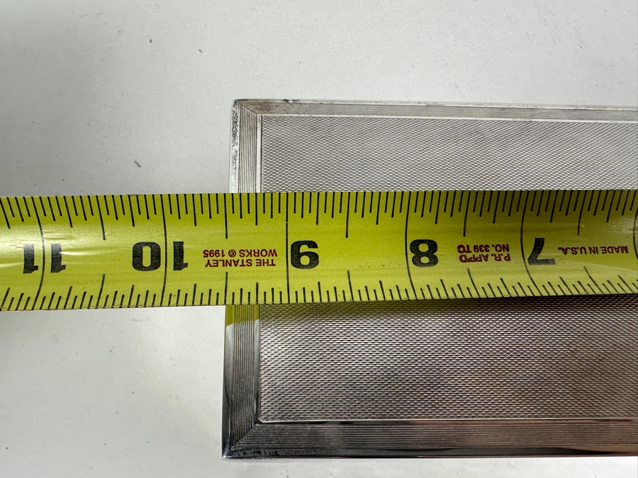 English Hallmarked Sterling Silver Box S.J.F. 9.5W X 3.5D X 2H 768g [Photo 14]