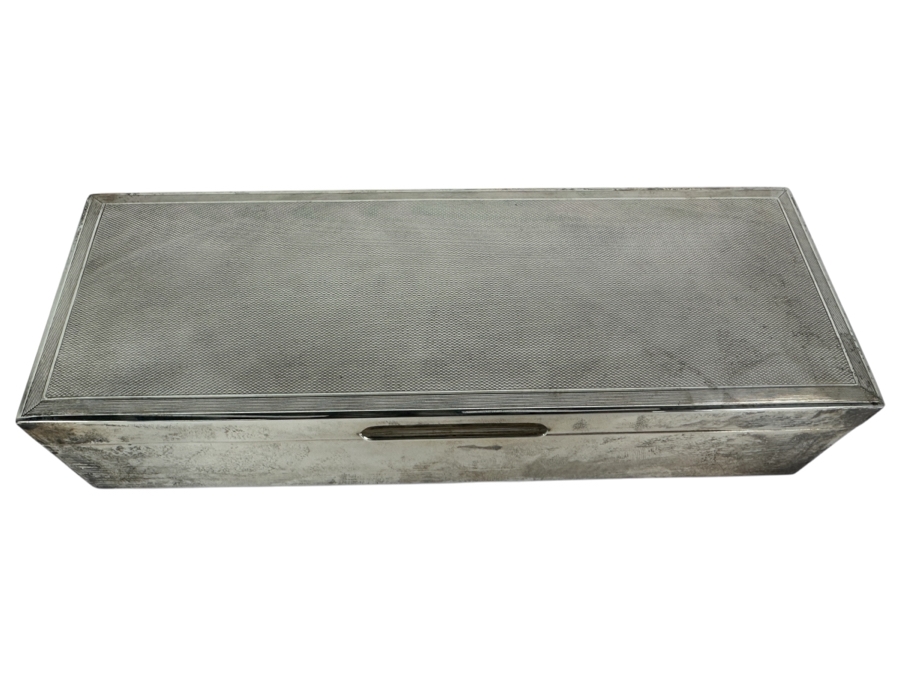 English Hallmarked Sterling Silver Box S.J.F. 9.5W X 3.5D X 2H 768g [Photo 1]