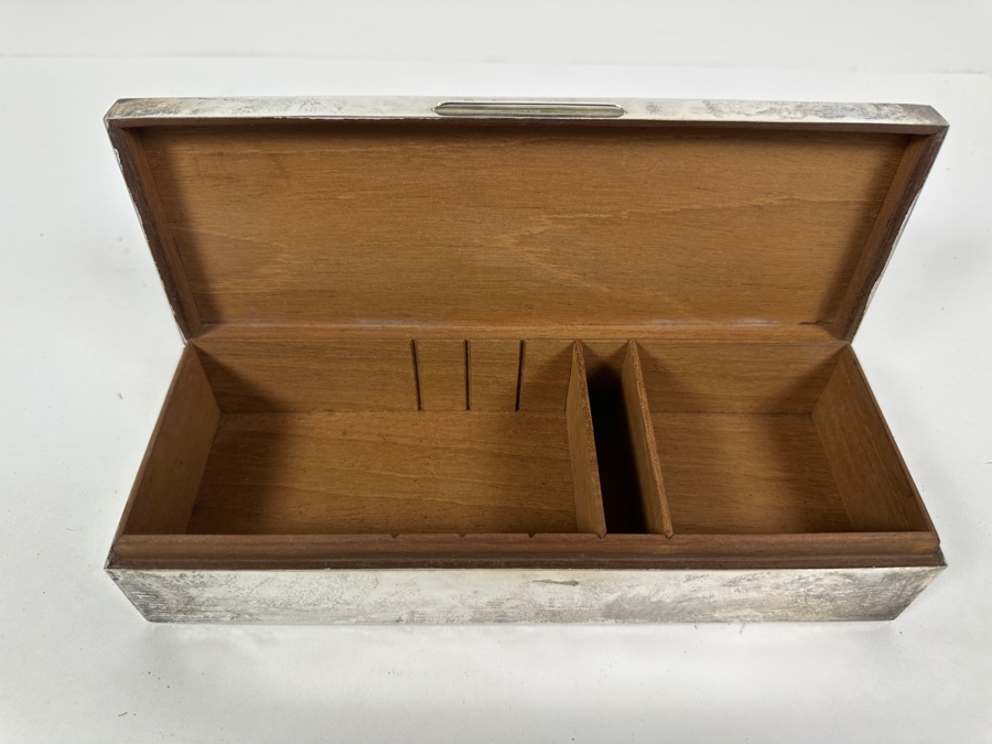 English Hallmarked Sterling Silver Box S.J.F. 9.5W X 3.5D X 2H 768g [Photo 11]