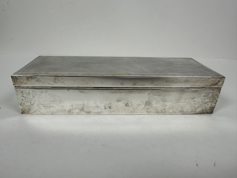 English Hallmarked Sterling Silver Box S.J.F. 9.5W X 3.5D X 2H 768g [Photo 9]