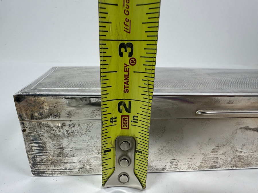 English Hallmarked Sterling Silver Box S.J.F. 9.5W X 3.5D X 2H 768g [Photo 16]