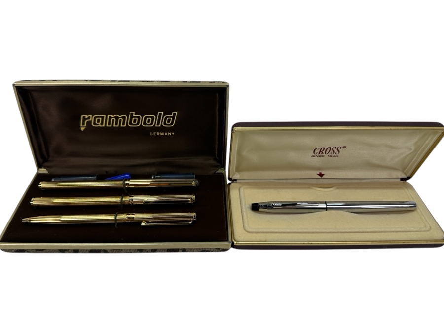 Rambold Germany 3 Pen Set With Fountain Pen, Ball Point And Rollerball Pen Plus Cross Fountain Pen [Photo 1]