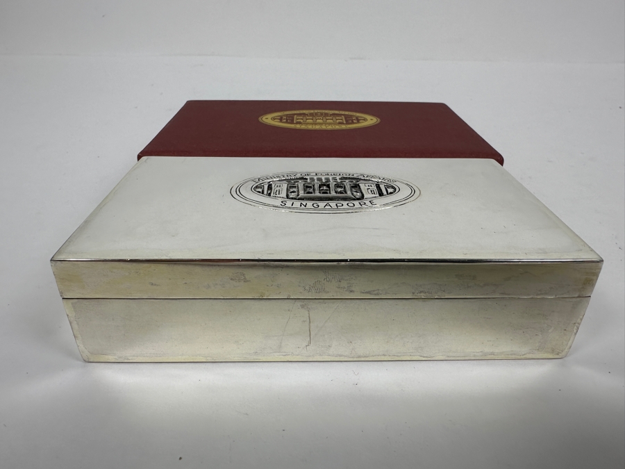 Sterling Silver Handcrafted Box Khmer Craftsmanship Emblazoned With The Singapore Ministry Of Foreign Affairs Emblem 205g [Photo 5]