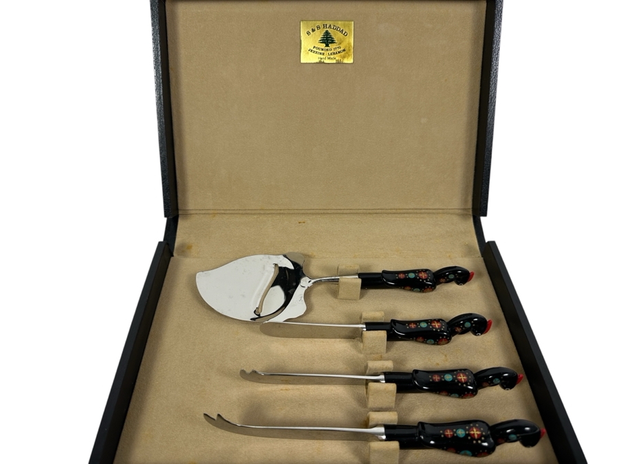 Vintage Handmade Lebanese Jezzine Cutlery Set By S & S Haddad With Original Box [Photo 2]