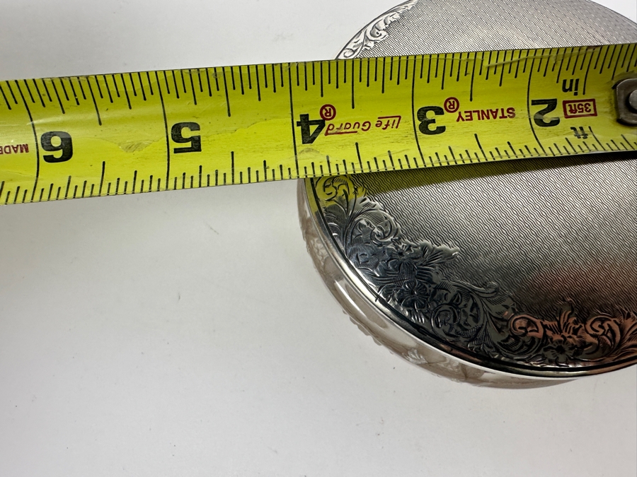 Vintage Mid-Century English Hallmarked Birmingham W I Broadway & Co. Sterling Silver Lid Powder Jar 4W X 2H [Photo 9]