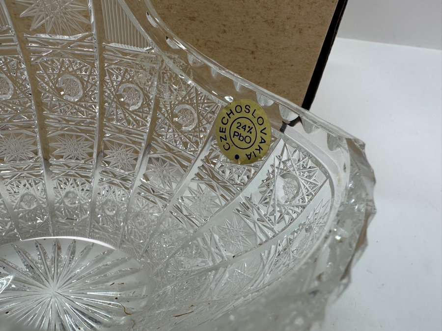 Bohemia Czechoslovakia Cut Crystal Basket With Original Box 6W X 6H [Photo 5]