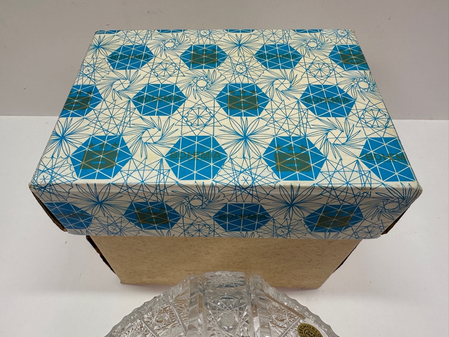 Bohemia Czechoslovakia Cut Crystal Basket With Original Box 6W X 6H [Photo 4]