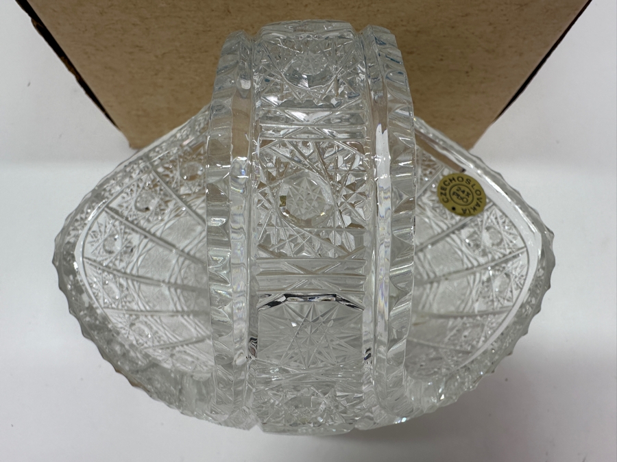 Bohemia Czechoslovakia Cut Crystal Basket With Original Box 6W X 6H [Photo 7]