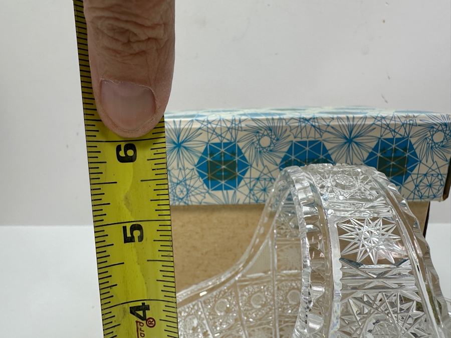 Bohemia Czechoslovakia Cut Crystal Basket With Original Box 6W X 6H [Photo 9]