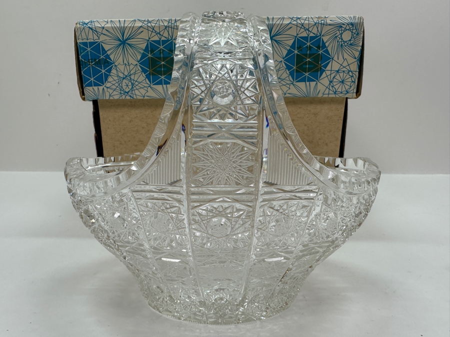 Bohemia Czechoslovakia Cut Crystal Basket With Original Box 6W X 6H [Photo 2]