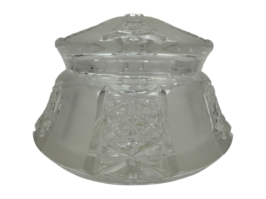 Bohemia Czechoslovakia Cut Crystal Jar With Lid 4.5W