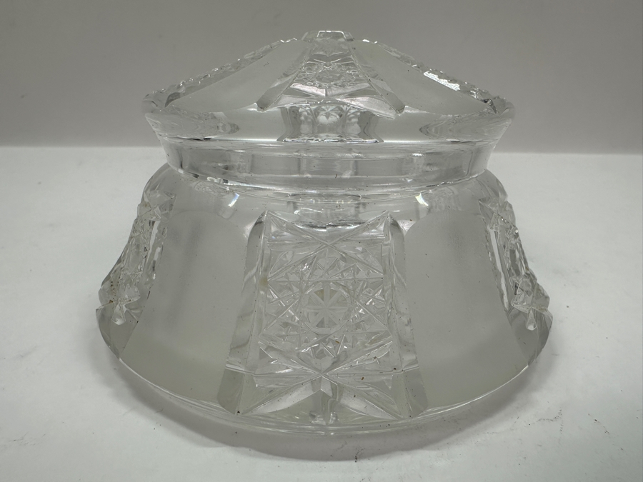 Bohemia Czechoslovakia Cut Crystal Jar With Lid 4.5W [Photo 2]