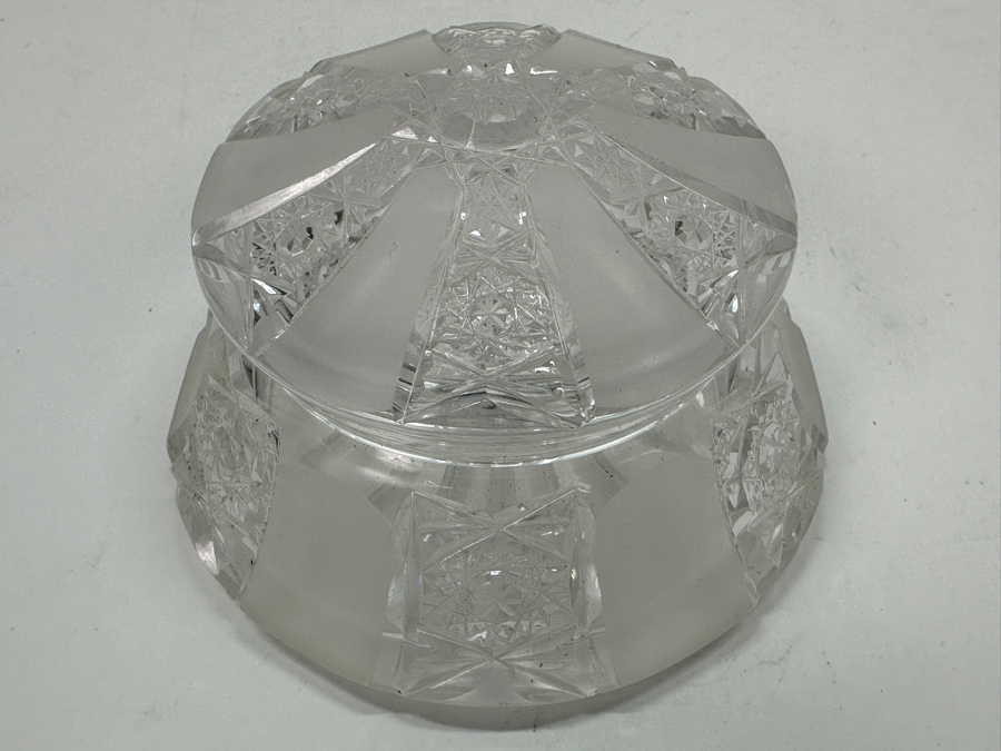 Bohemia Czechoslovakia Cut Crystal Jar With Lid 4.5W [Photo 4]