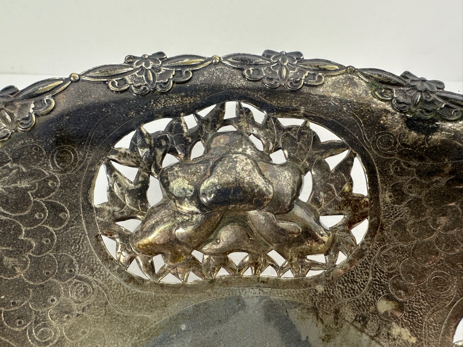 Vintage Chinese Silver Basket With Handle - Hallmarks On Bottom 10W X 9H 591g [Photo 17]