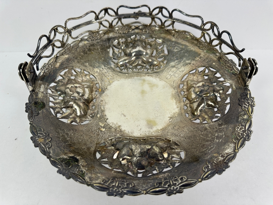 Vintage Chinese Silver Basket With Handle - Hallmarks On Bottom 10W X 9H 591g [Photo 10]