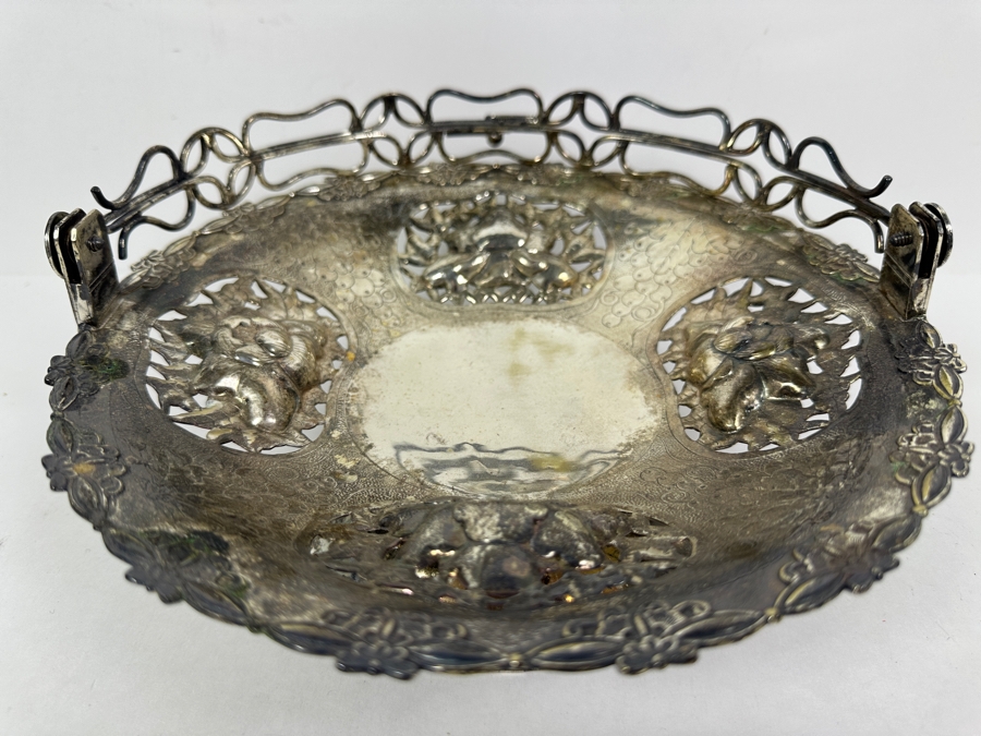 Vintage Chinese Silver Basket With Handle - Hallmarks On Bottom 10W X 9H 591g [Photo 12]