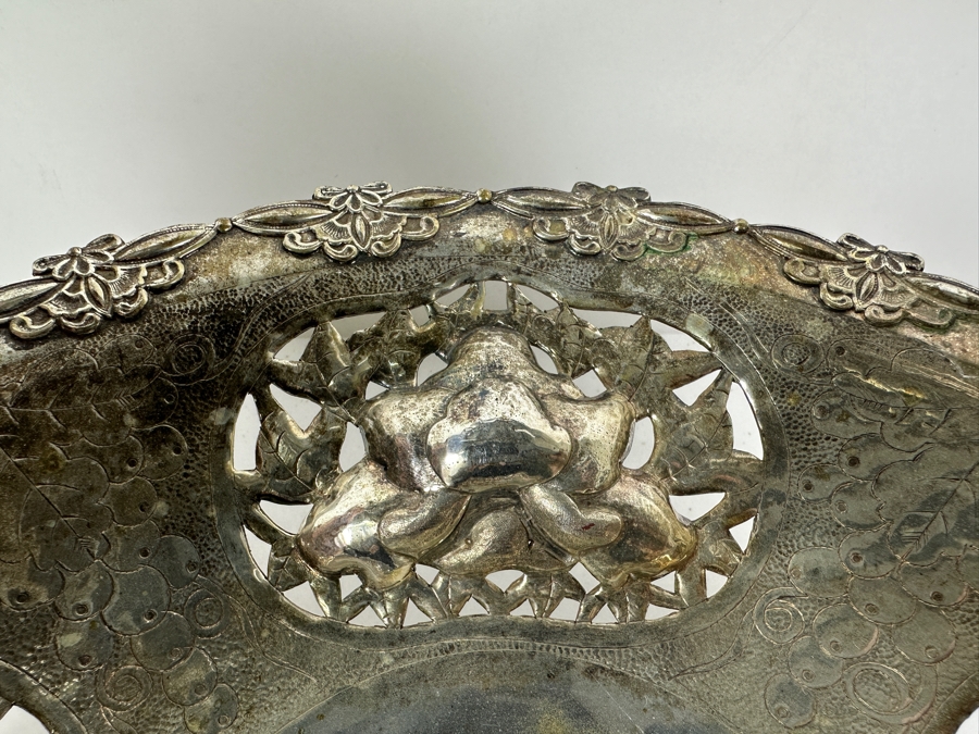 Vintage Chinese Silver Basket With Handle - Hallmarks On Bottom 10W X 9H 591g [Photo 14]