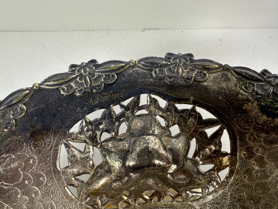 Vintage Chinese Silver Basket With Handle - Hallmarks On Bottom 10W X 9H 591g [Photo 18]