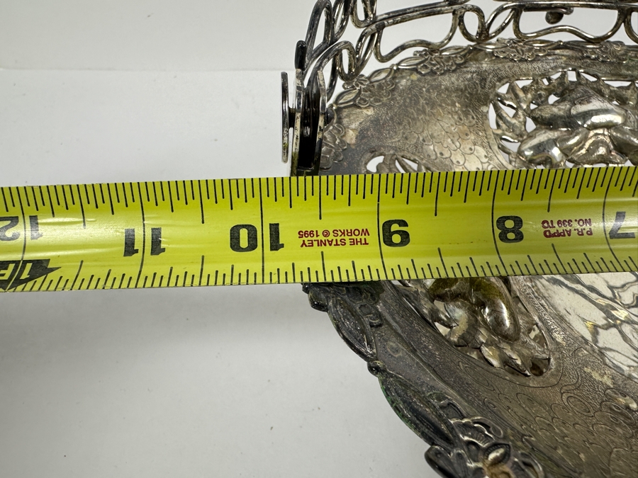 Vintage Chinese Silver Basket With Handle - Hallmarks On Bottom 10W X 9H 591g [Photo 28]