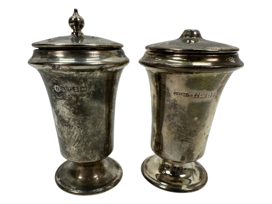 English Sterling Silver Salt & Pepper Shakers 2.75H 72.7g