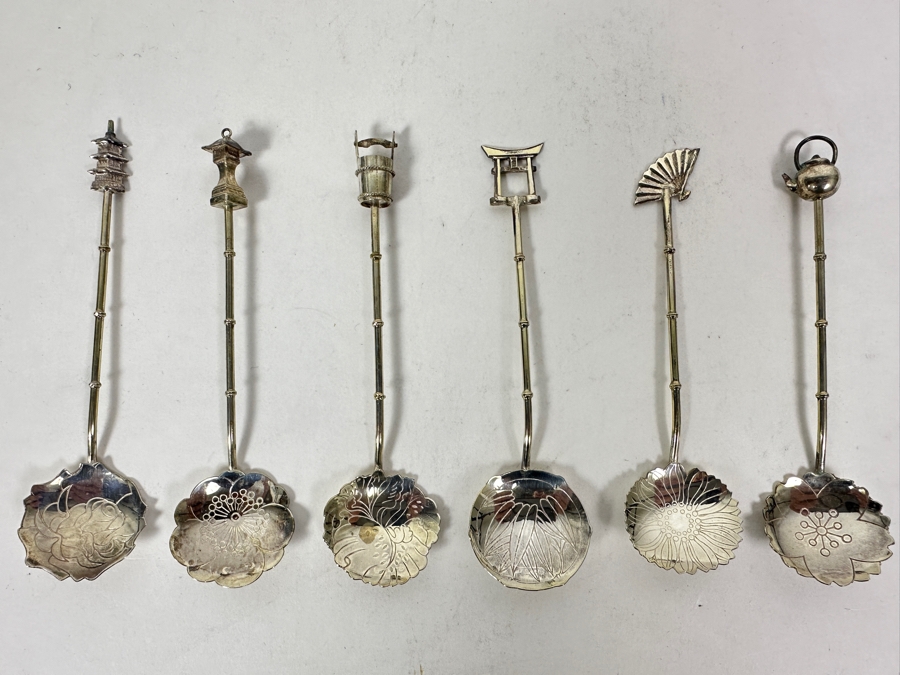 (6) Vintage Sterling Silver Japanese Stirring Spoons Teaspoons 31.3g [Photo 2]