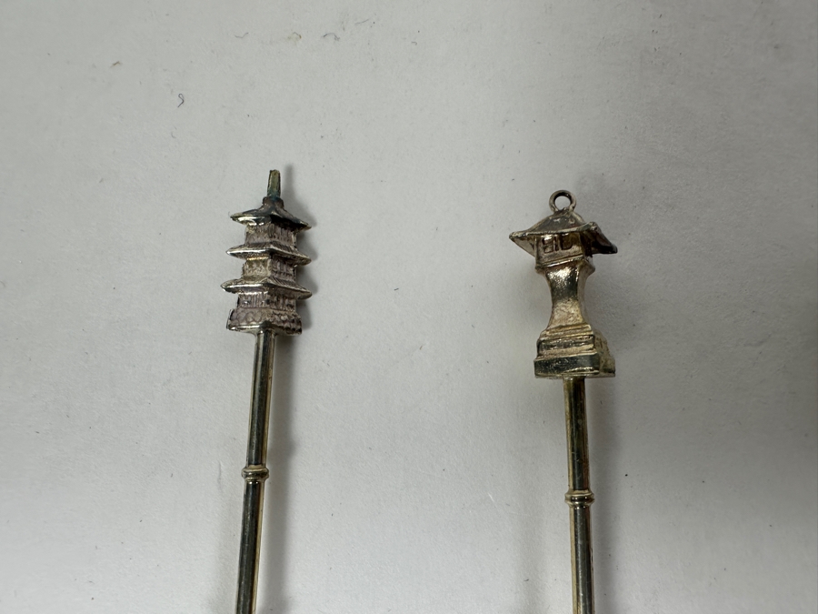 (6) Vintage Sterling Silver Japanese Stirring Spoons Teaspoons 31.3g [Photo 3]