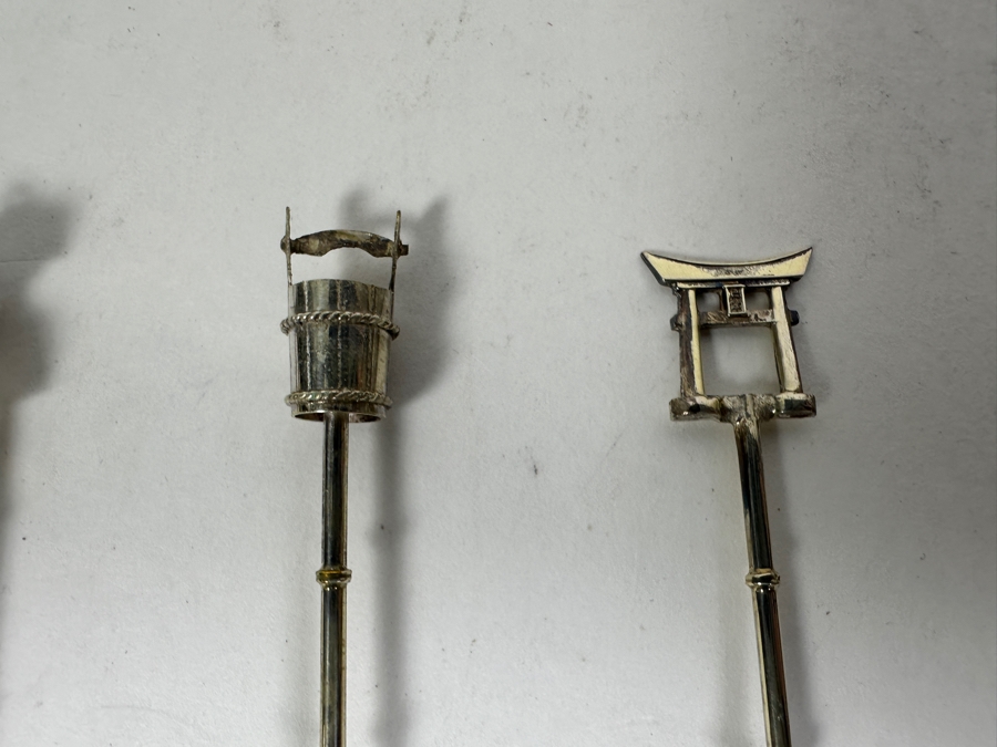 (6) Vintage Sterling Silver Japanese Stirring Spoons Teaspoons 31.3g [Photo 4]