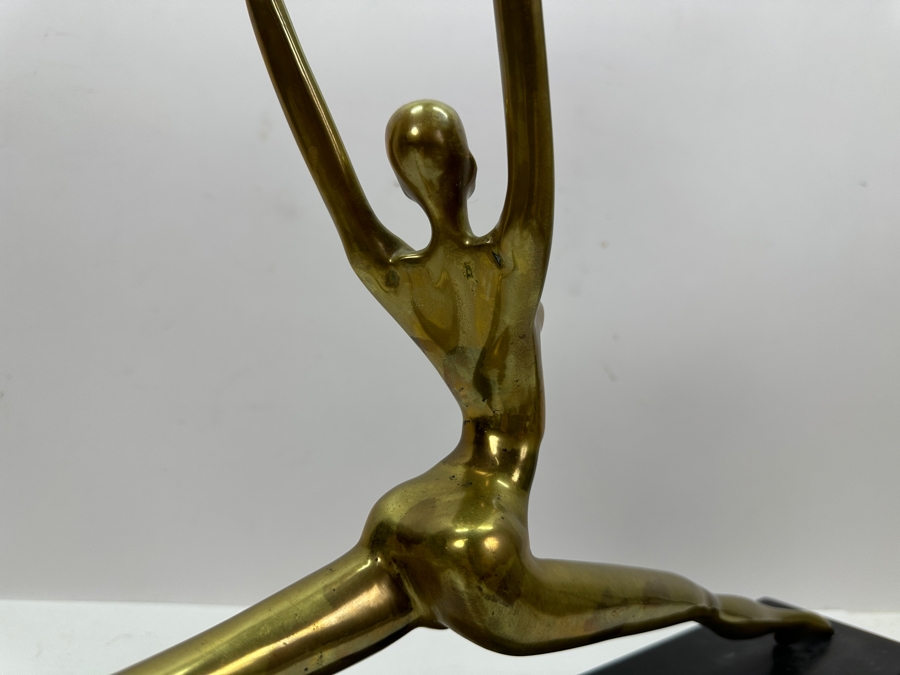 Brass Ballerina Sculpture On Wooden Base Artist Unknown 22.5W X 4D X 15H [Photo 6]