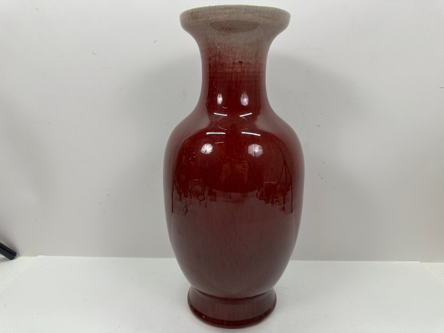 Antique Chinese Ox Blood Porcelain Vase 16H [Photo 8]