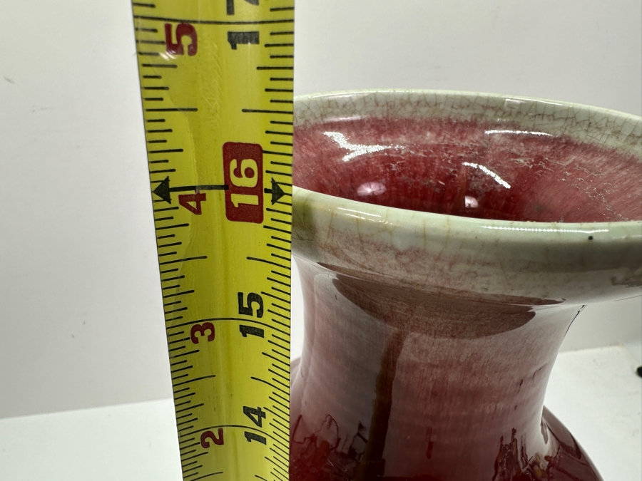 Antique Chinese Ox Blood Porcelain Vase 16H [Photo 13]