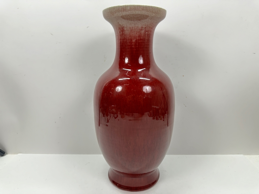 Antique Chinese Ox Blood Porcelain Vase 16H [Photo 4]