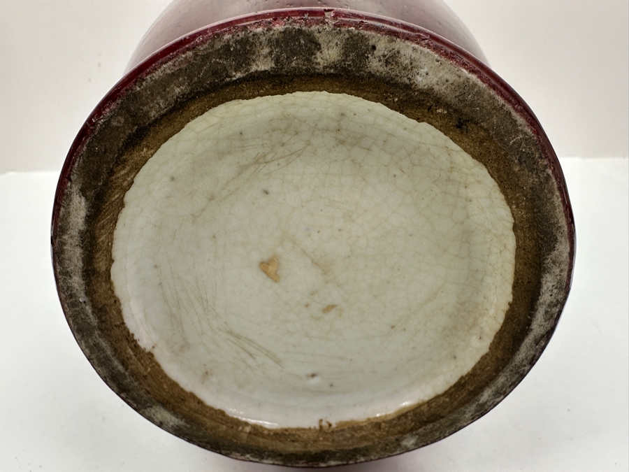 Antique Chinese Ox Blood Porcelain Vase 16H [Photo 11]