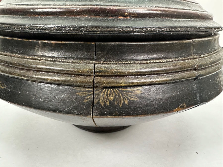 Vintage Chinese Hand Carved Hand Painted Wooden Basket 12W X 16H [Photo 16]