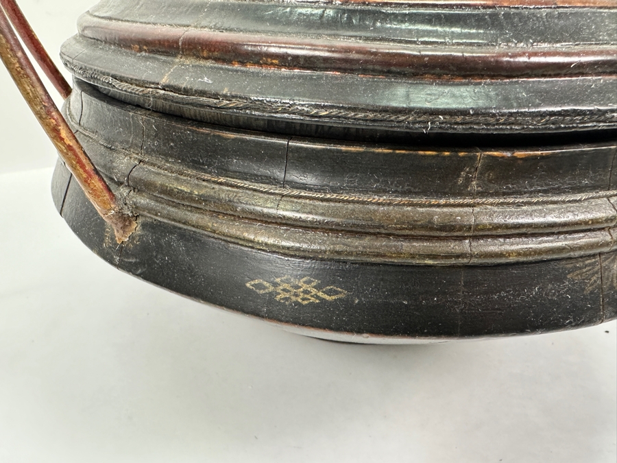 Vintage Chinese Hand Carved Hand Painted Wooden Basket 12W X 16H [Photo 15]