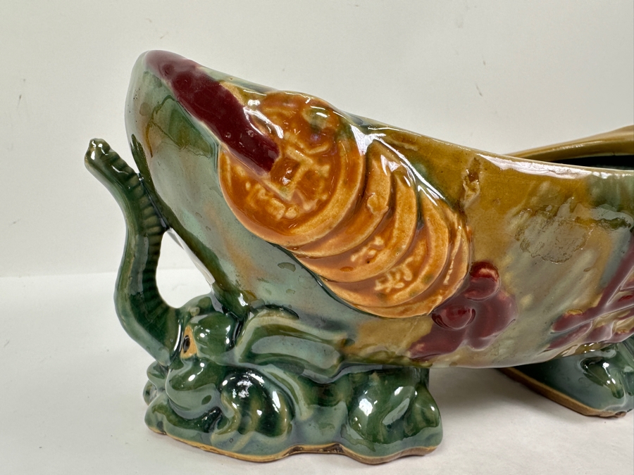 Vintage Asian Glazed Ceramic Planter 10W X 5H [Photo 4]