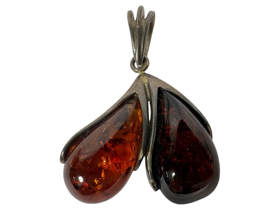Vintage Silver Amber Pendant 15.5g [Photo 1]
